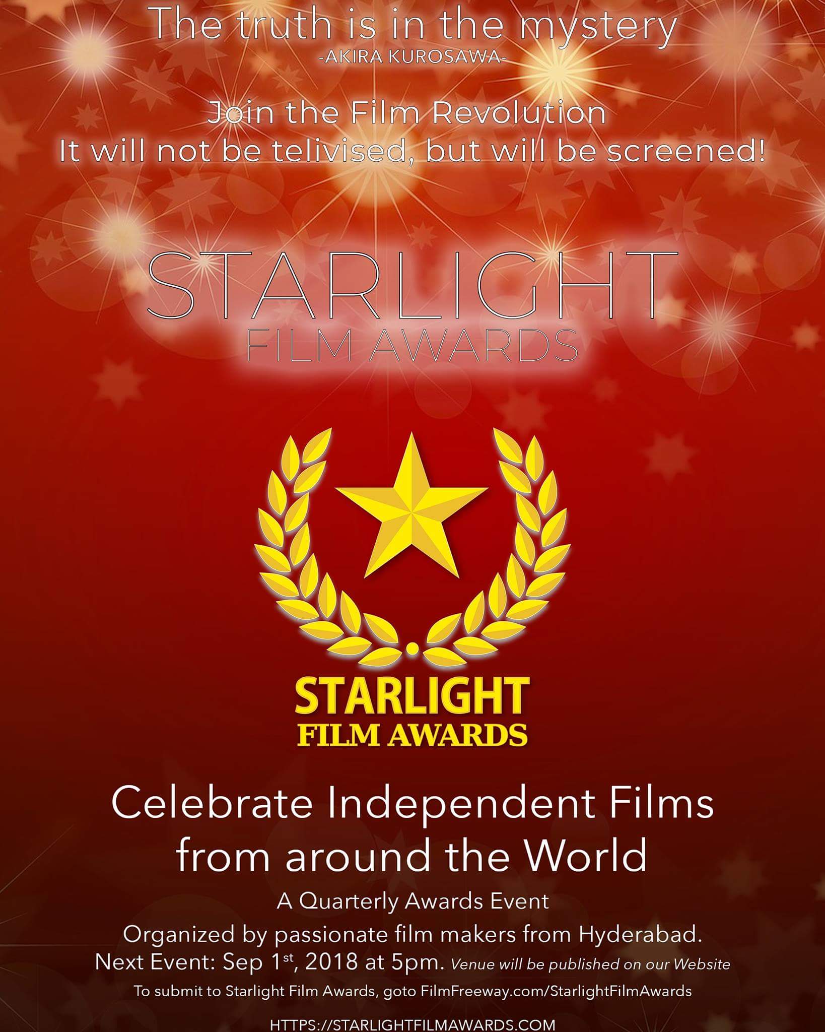 STARLIGHT FILM AWARDS - Calling for Short Films entries